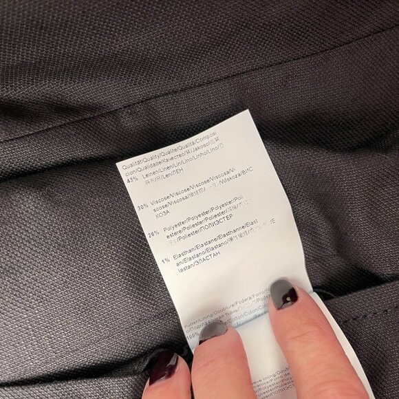 Hugo Boss Black Linen Belted Jacket Blazer Animal Print Lining Size 8 Wrap Back - Picture 13 of 16